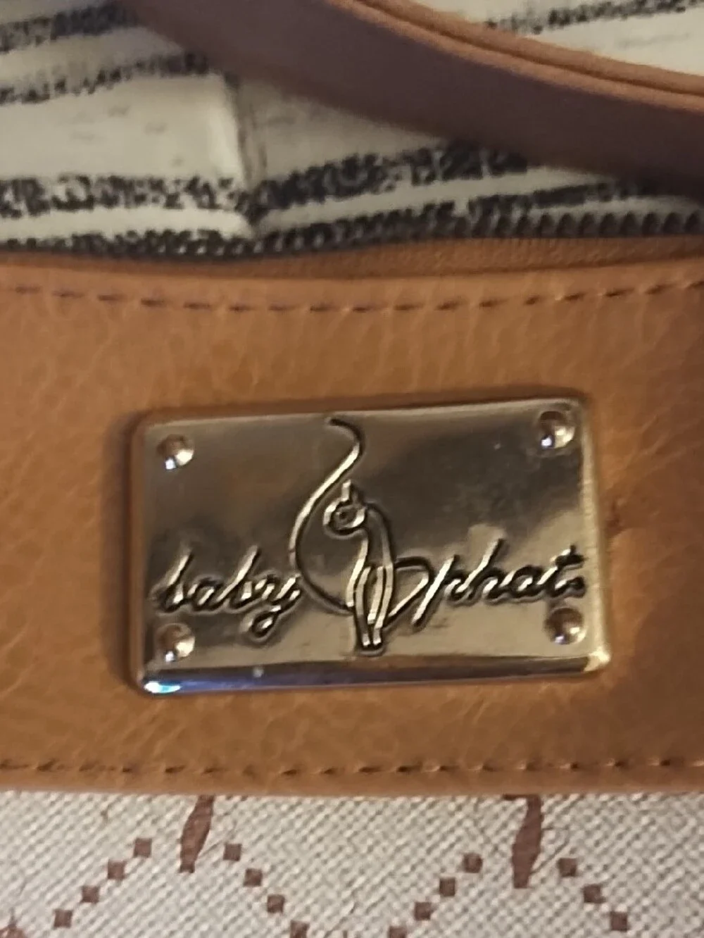 Baby Phat Cream and Tan Shoulder Crossbody with Matching Wallet